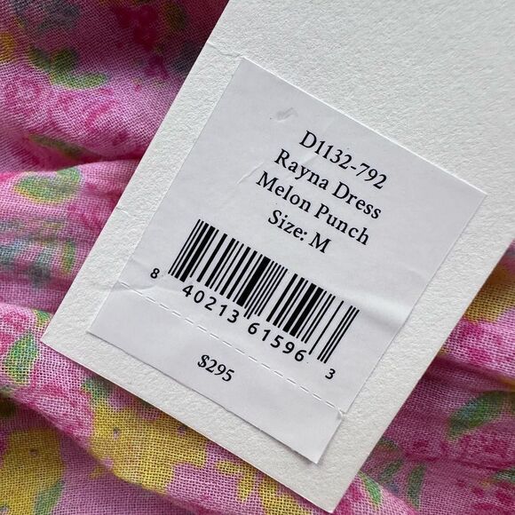 NWT LoveShackFancy Rayna Mini Dress in Melon Punch Floral Print Size M - Picture 13 of 16